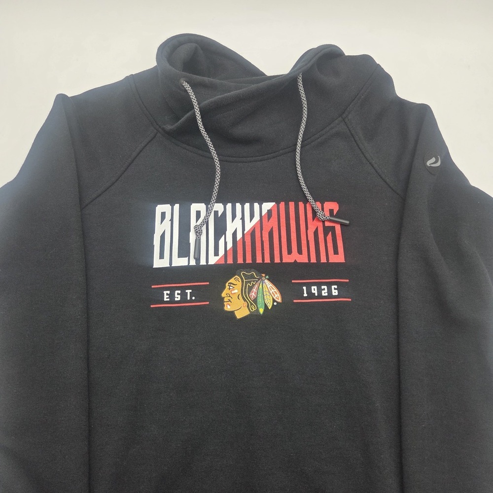 NHL Sweater Womens Small Chicago Blackhawks Hockey Black Turtleneck Split Back